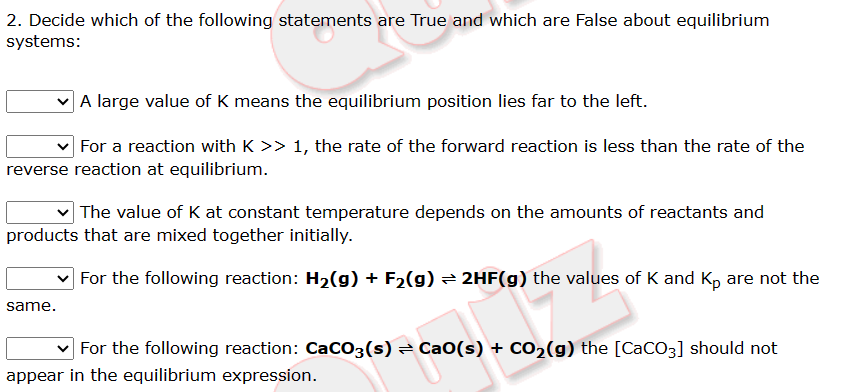 SOLVED 2. Decide which of the following statements are True and