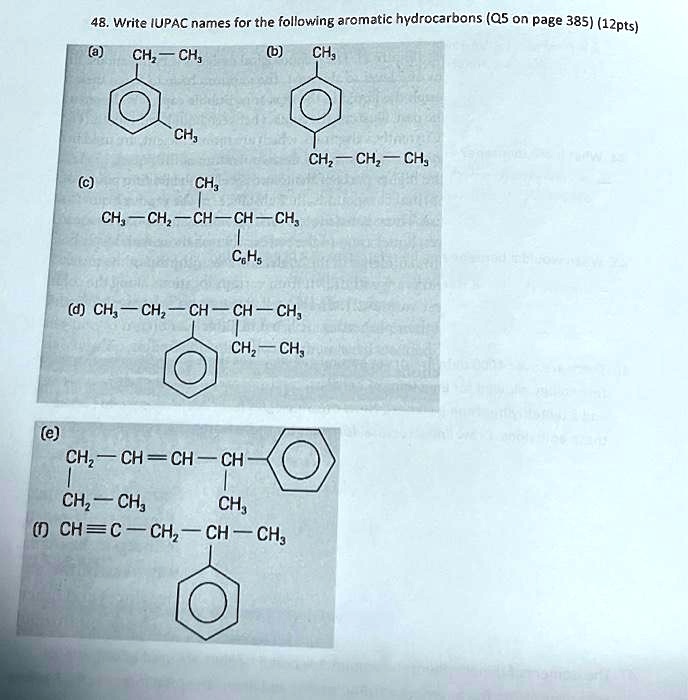 SOLVED Texts (e) 48. Write IUPAC names for the following aromatic
