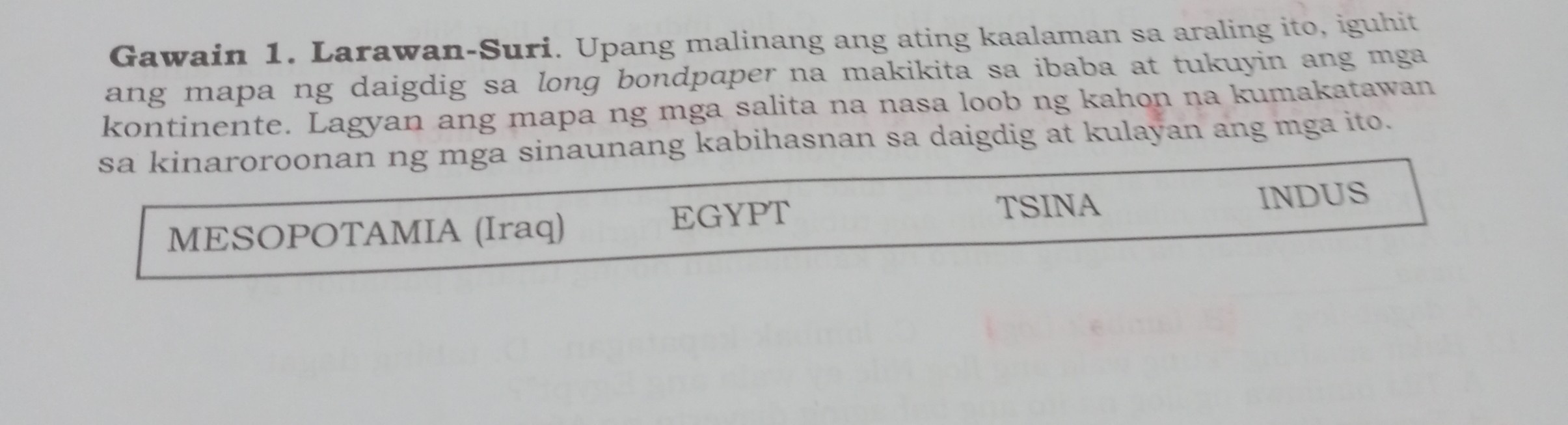 Solved Gawain Larawan Suri Upang Malinang Ang Ating Kaalaman Sa