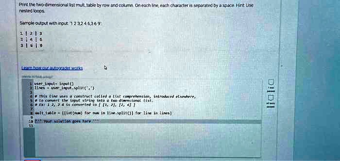 SOLVED Print the two dimensional list multtable by row and column