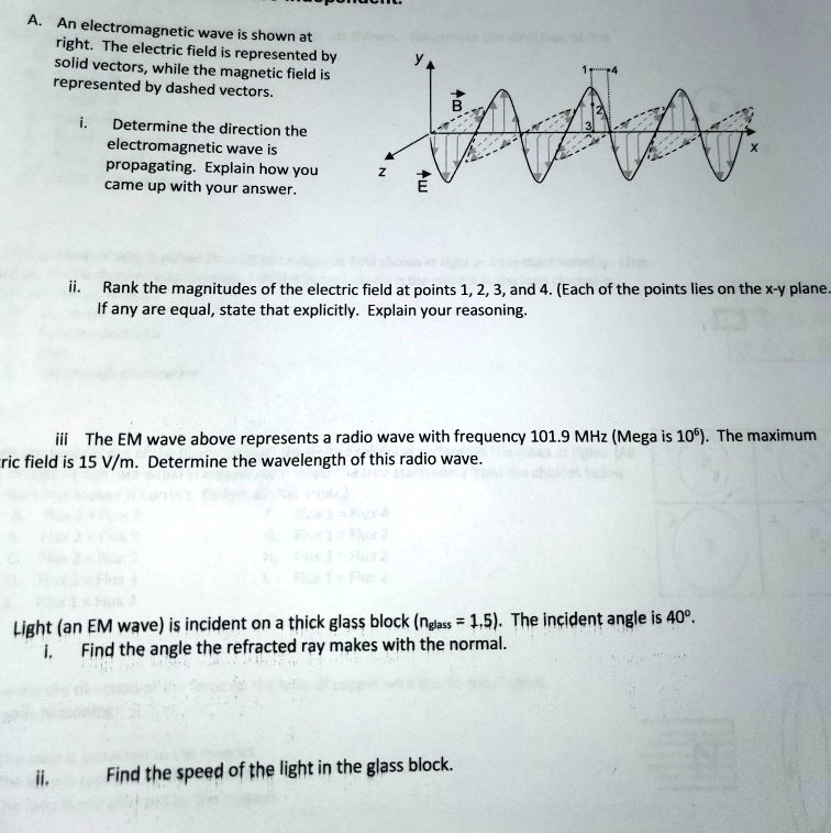 SOLVED An wave is shown at right The electric field