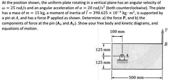 SOLVED: At the position shown; the uniform plate rotating in vertical ...