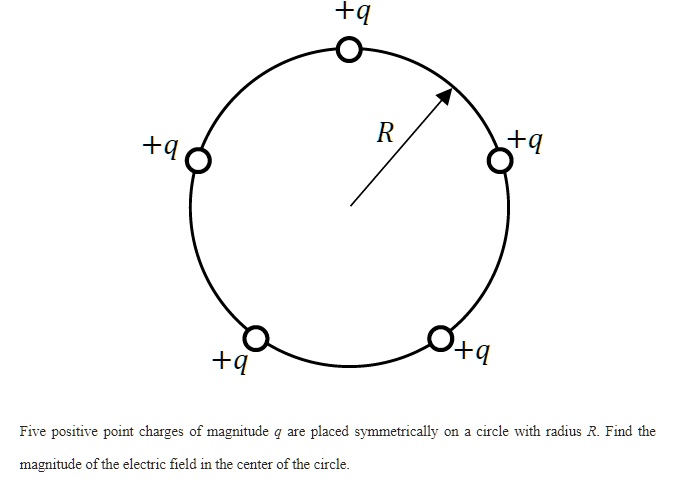 b r q q b b five positive point charges of magnitude are placed ...