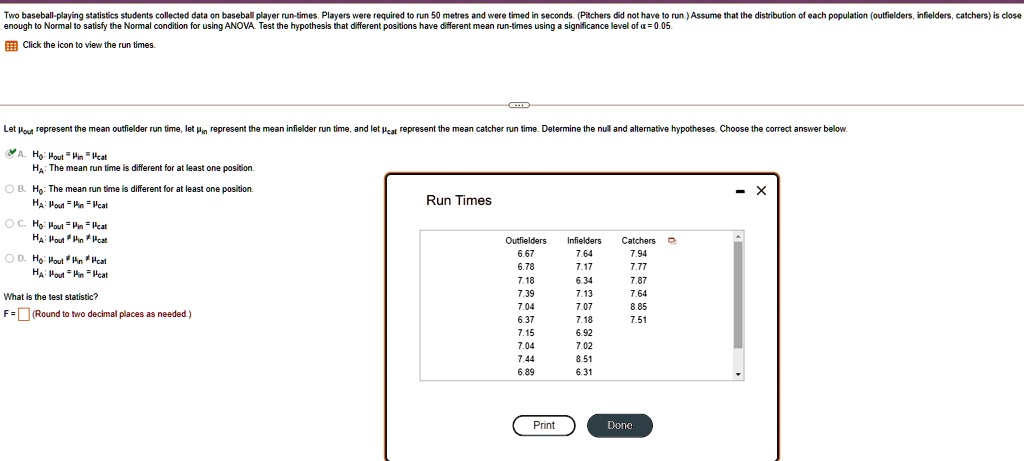 two baseball playing statistics students collected data on baseball player run times players were required to run 50 meters and were timed in seconds pitchers did not have to run assume that 98327