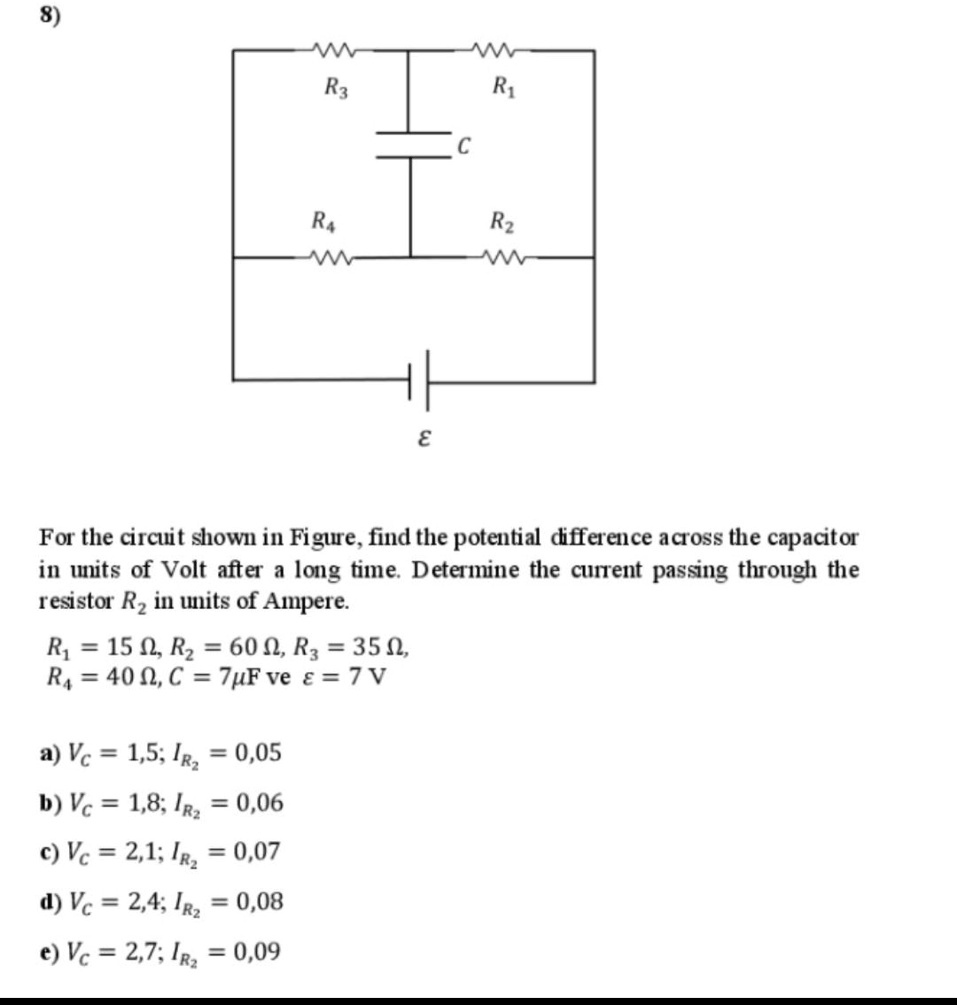 8 r3 ri 4 rz for the circuit shown in figure find the potential ...