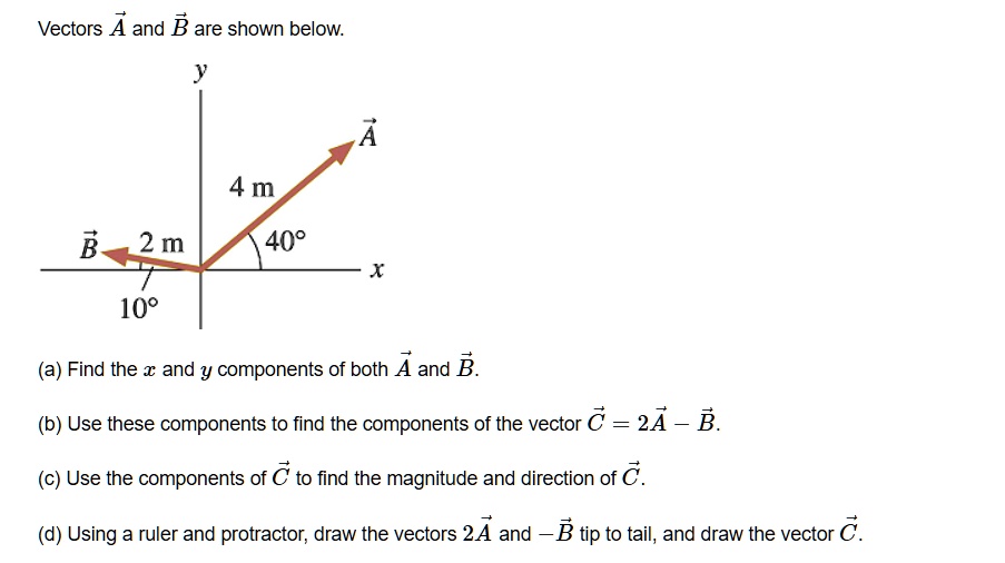 Vectors A And B Are Shown Below: 4 M B 2 M 408 109 Find The X And Y ...