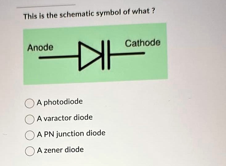 Solved A Photodiode A Varactor Diode A Pn Junction Diode A Zener Diode