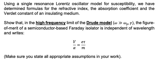 Using a single resonance Lorentz oscillator model for...