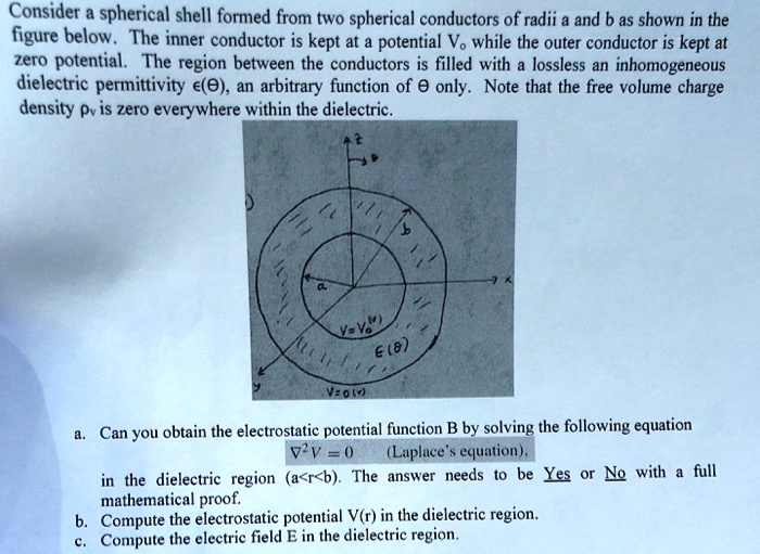 SOLVED: Consider A Spherical Shell Formed From Two Spherical Conductors ...