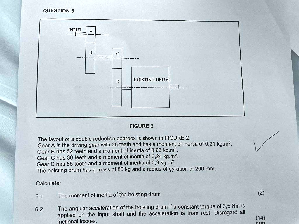 SOLVED QUESTION 6 INPUT B C D HOISTING DRUM FIGURE2 The layout of a