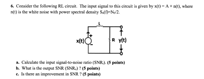 SOLVED: Consider the following RL circuit. The input signal to this ...