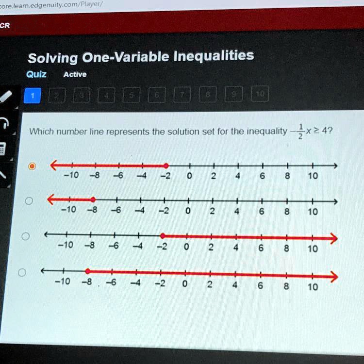 which number line shows the solution to the inequality 3p 4 10