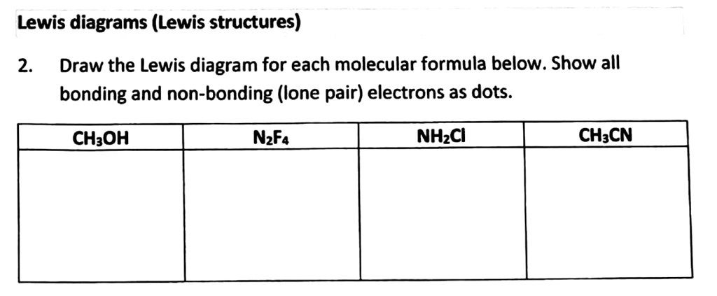 SOLVED: Texts: Lewis diagrams (Lewis structures) 2. Draw the Lewis ...