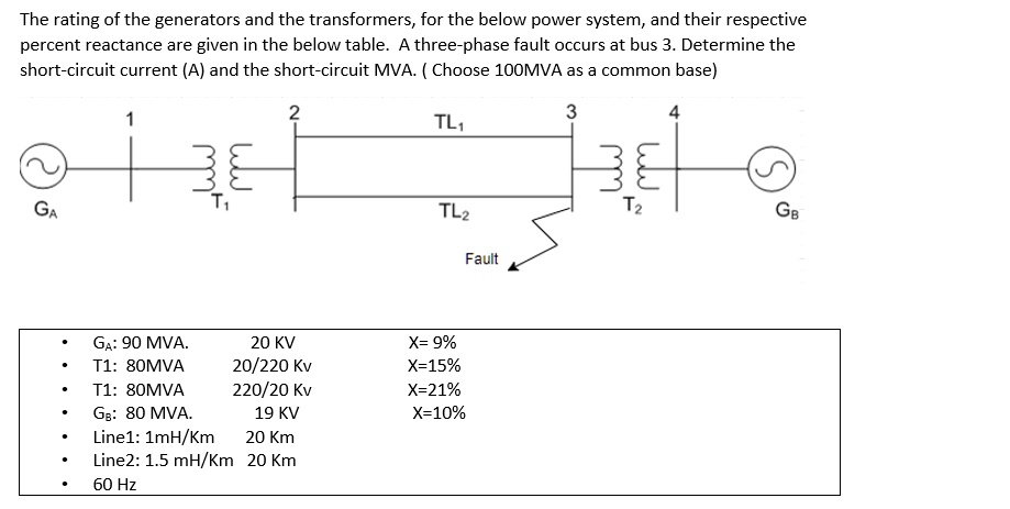 The rating of the generators and the transformers,for the below power ...