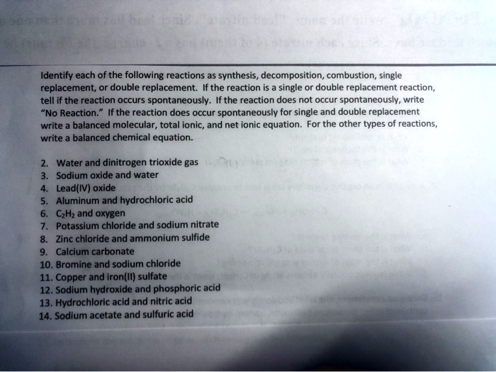 SOLVED Identify each of the following reactions as synthesis, combustion, single