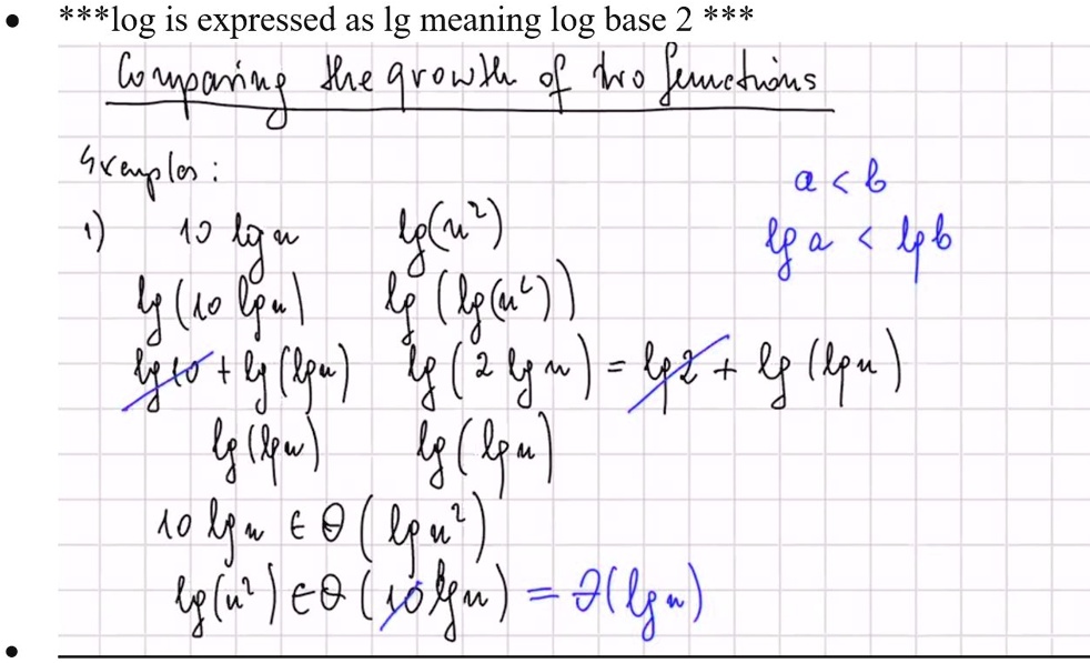 SOLVED: * Log is expressed as lg, meaning log base 2. * What is