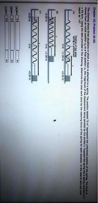 Chapter 10, Problem 26 GO

The drawing shows three situations in which a block is attached to a spring. The position labeled "0 m" represents the unstrained position of the spring. The block is moved from an initial position x? to a final position x?, the magnitude of the displacement being denoted by the symbol s. Suppose the spring has a spring constant of k = 54 N/m. Using the data provided in the drawing, determine the total work done by the restoring force of the spring for each situation. In the case of zero put your result as "+0".

(a)
Position of box when spring is unstrained
-3.00 m 0 m +1.00 m +3.00 m

(b)
-3.00 m 0 m +1.00 m

(c)
-3.00 m 0 m +3.00 m

(a) W =
(b) W =
(c) W =