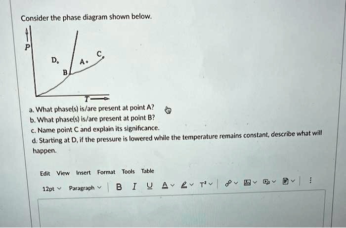 SOLVED: Consider the phase diagram shown below: P D a. What phase(s) is ...