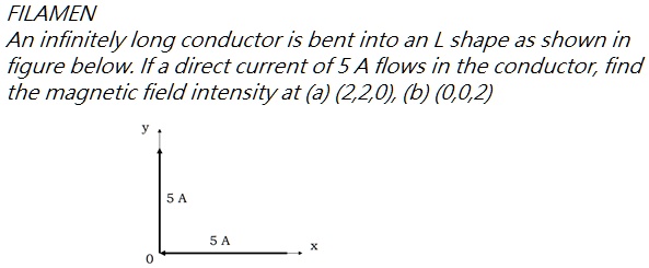 Solved Filament An Infinitely Long Conductor Is Bent Into An L Shape As Shown In The Figure 6308