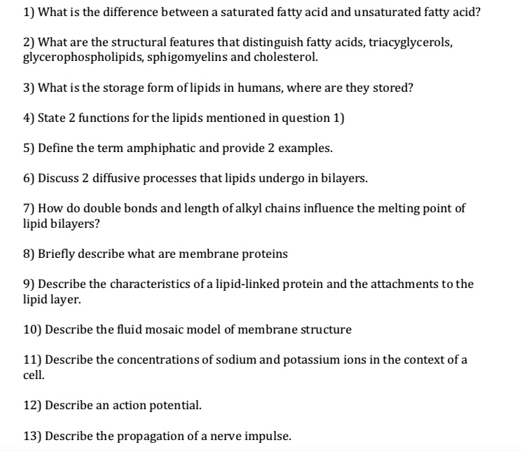 SOLVED1) What is the difference between a saturated fatty acid and