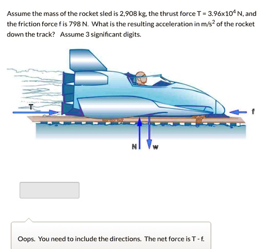 SOLVED: Assume the mass of the rocket sled is 908 kg. The thrust force ...