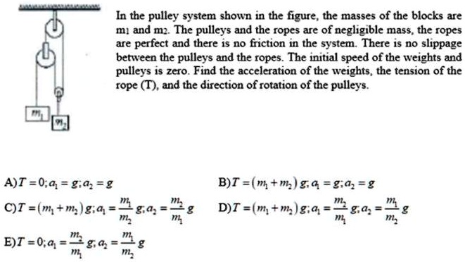 SOLVED: In the pulley system shown in the figure, the masses of the