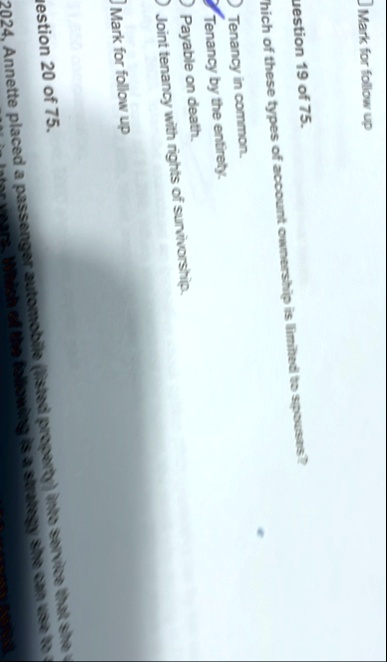 mark for follow up question 19 of 75 which of these types of account ...