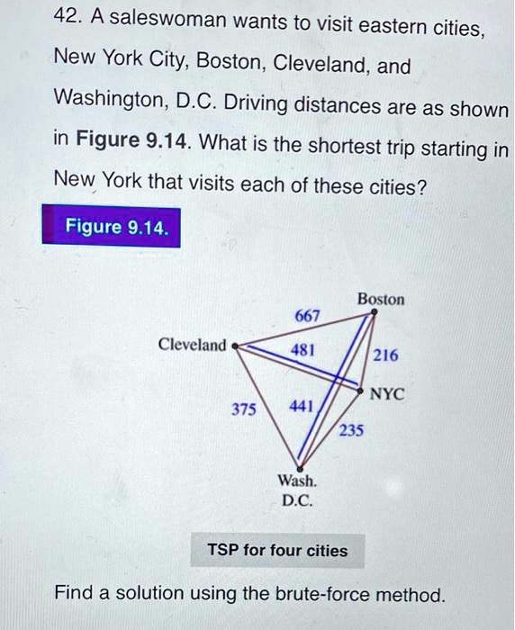 SOLVED 42. A saleswoman wants to visit eastern cities, New York City