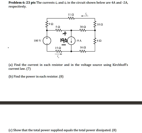 SOLVED: The Currents Ia And Ib In The Circuit Shown Below Are 4A And ...