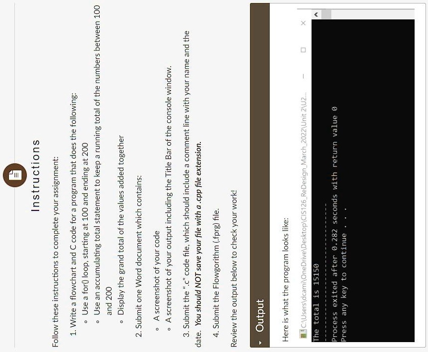 help needed with for loop flowchart and c coding x iii instructions ...