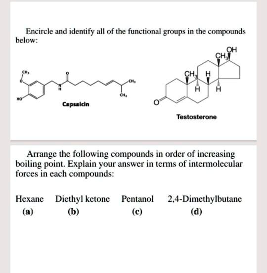 SOLVEDEncircle and identify all of the functional groups in the compounds below CH; QH CH