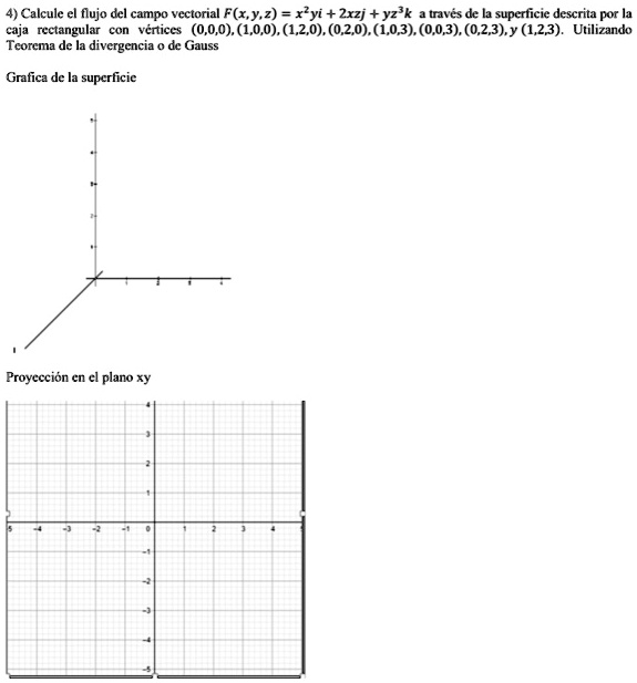 Solved Calcule El Flujo Del Campo Vectorial F X Y 2 Xyi Zxzj Yz K 4traves De La Superficie Descrita Por Ia Caja Rectangular Con Ventices 0 0 0 1 0 0 1 2 0 0 2 0 1 0 3 0 0 3 0 2 3 Y 1 23 Utilizando Tcorcma De