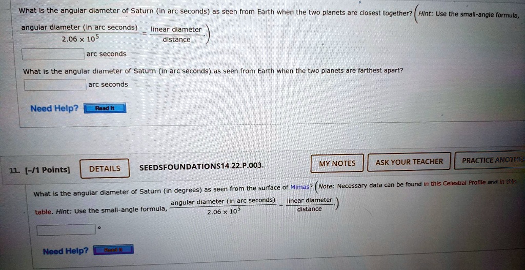 what-is-the-angular-diameter-of-saturn-in-arc-second-solvedlib
