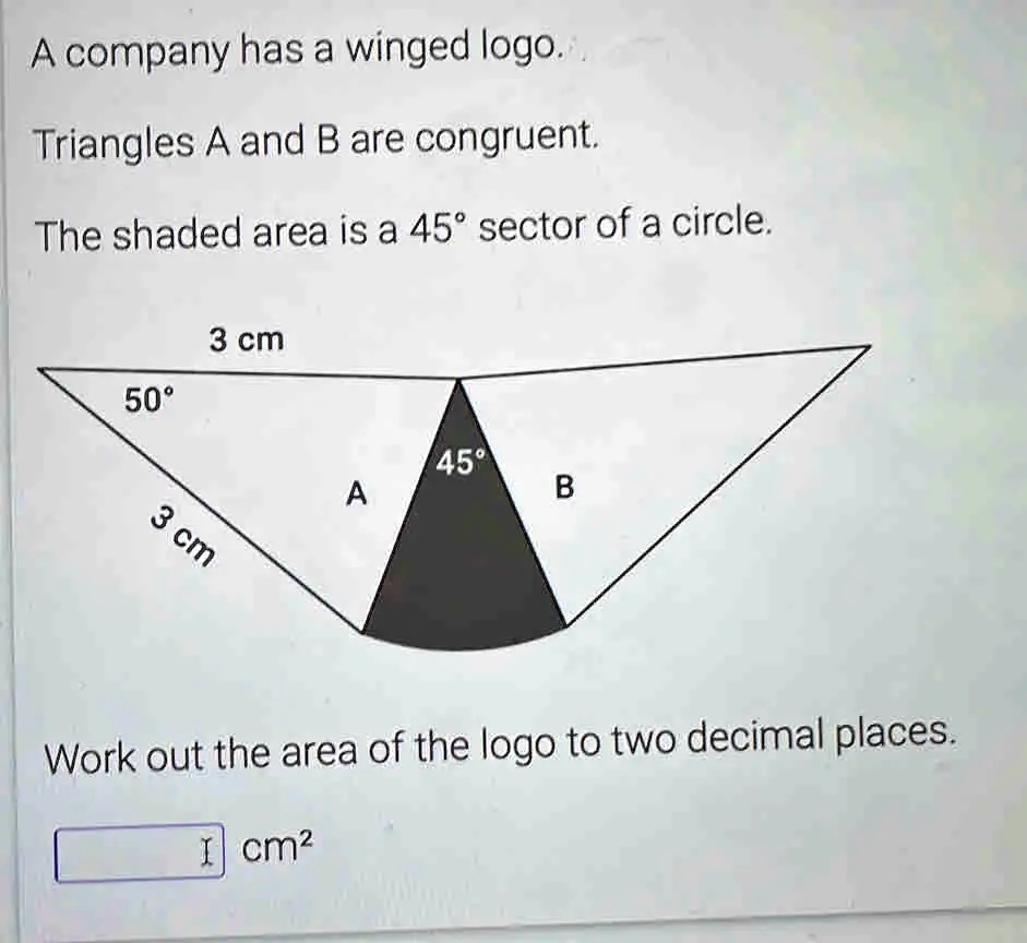 SOLVED A company has a winged logo. Triangles A and B are congruent