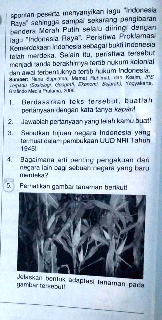 SOLVED: Bantu Jawab No 1 Dan 2 Saja Spontan Peserta Menyanyikan Lagu ...