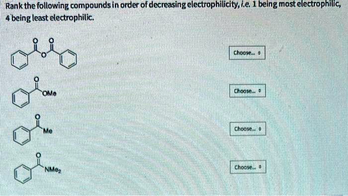 SOLVED: Rank the following compounds in order of ...