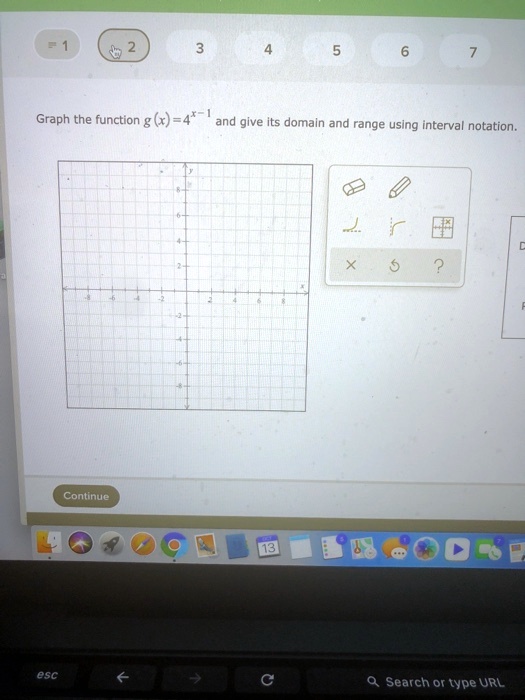 Graph the function g(x) = 4^x - 1 and give its domain and range using interval notation.