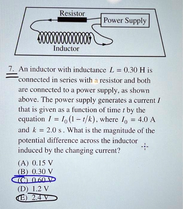 SOLVED Resistor Power Supply Inductor 7.0 An inductor with inductance