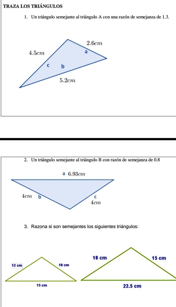 SOLVED: Traza los triángulos 1.un triángulo semejante al triángulo con ...