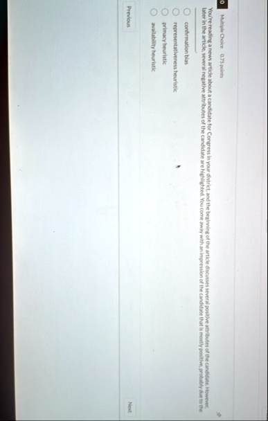 multiple choice 075 points youre reading a news article about a candidate for congress in your district and the beginning of the article discusses several positive attributes of the candidat 82645
