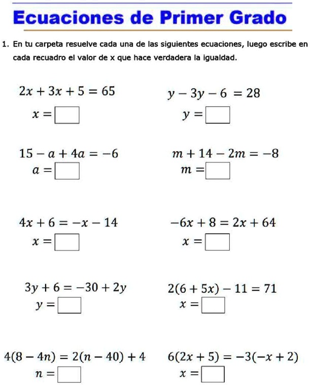 SOLVED: Por Fa Me Puedes Ayudar Con Esta Actividad Ecuaciones De Primer ...