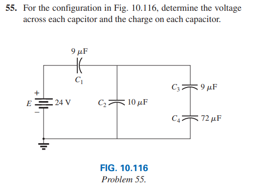 55. For the configuration in Fig. 10.116, determine the voltage across ...