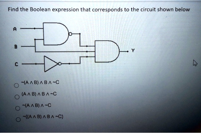 Find the Boolean expression that corresponds to the circuit shown below ...