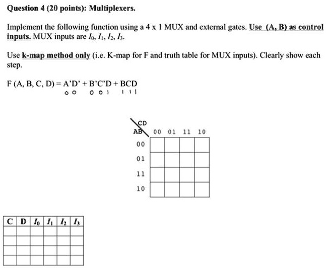 SOLVED: Question 4 (20 Points): Multiplexers Implement The Following ...