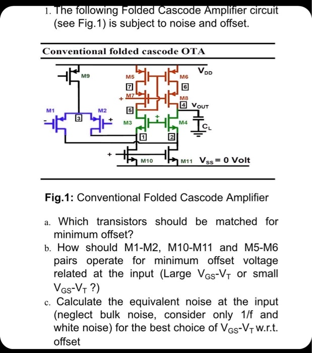 SOLVED: The Following Folded Cascode Amplifier Circuit (see Fig.1) Is ...