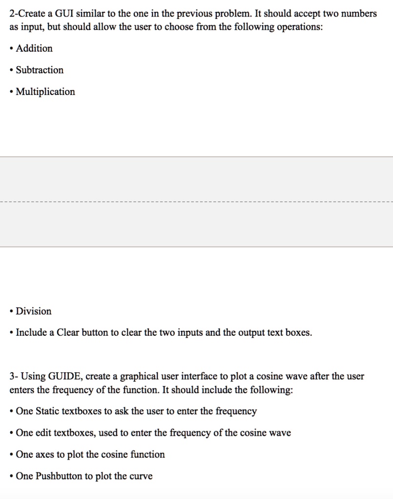 SOLVED: USING MATLAB 2- Create a GUI similar to the one in the previous ... image.