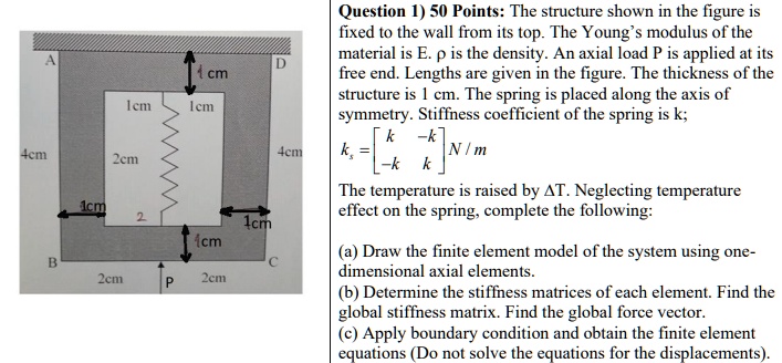 Question 1) 50 Points: The structure shown in the figure is fixed to ...