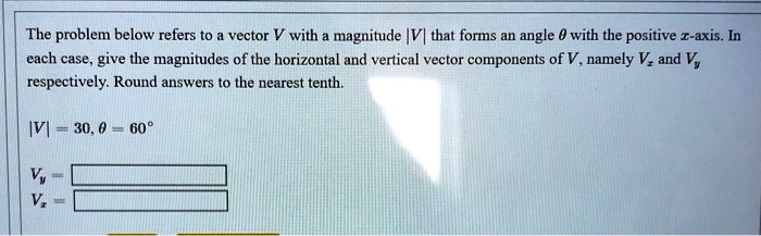 SOLVED: The problem below refers to vector V with magnitude |VI that ...