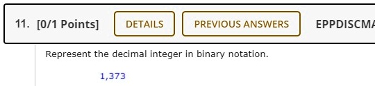 Represent the decimal integer in binary notation.
1,373