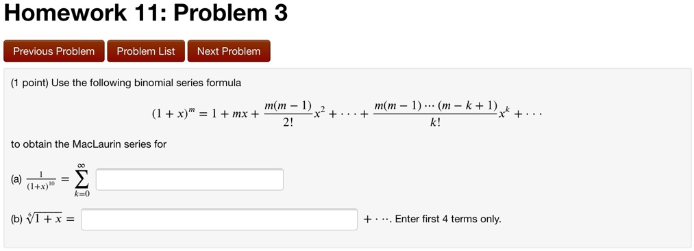 SOLVED: Homework 11: Problem 3 Previous Problem Problem List Next ...